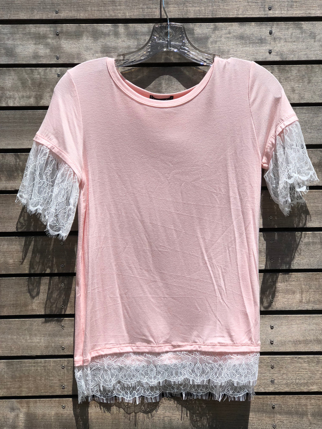 Pink Lace Sleeve Top