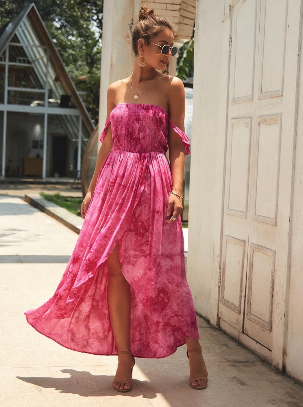 Flashy Flamingo Hot Pink Tie Dye Smocked Dress RebelliousBoutique Flashy Flamingo Hot Pink Tie Dye Smocked Dress RebelliousBoutique