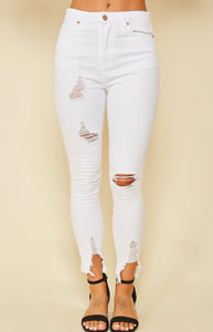 The Devil's In The Details White Distressed Jeans