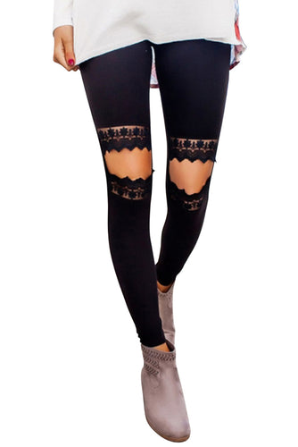 Black Lace Cutout Leggings
